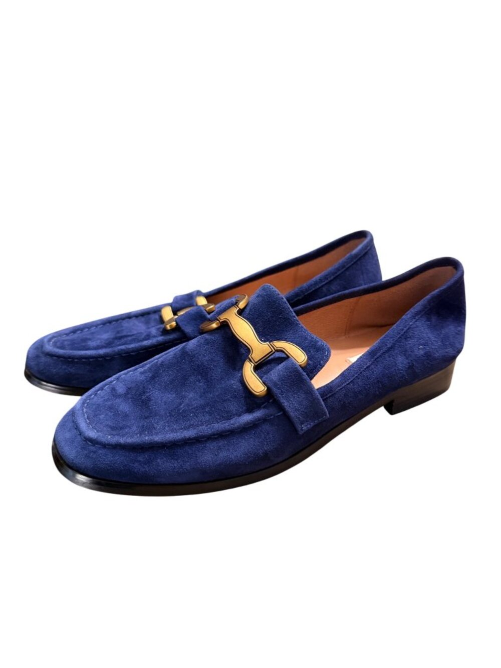 Bibi Lou Navy Blue Suede Horsebit Slip On Loafer Shoes Womens Size 39 US 9